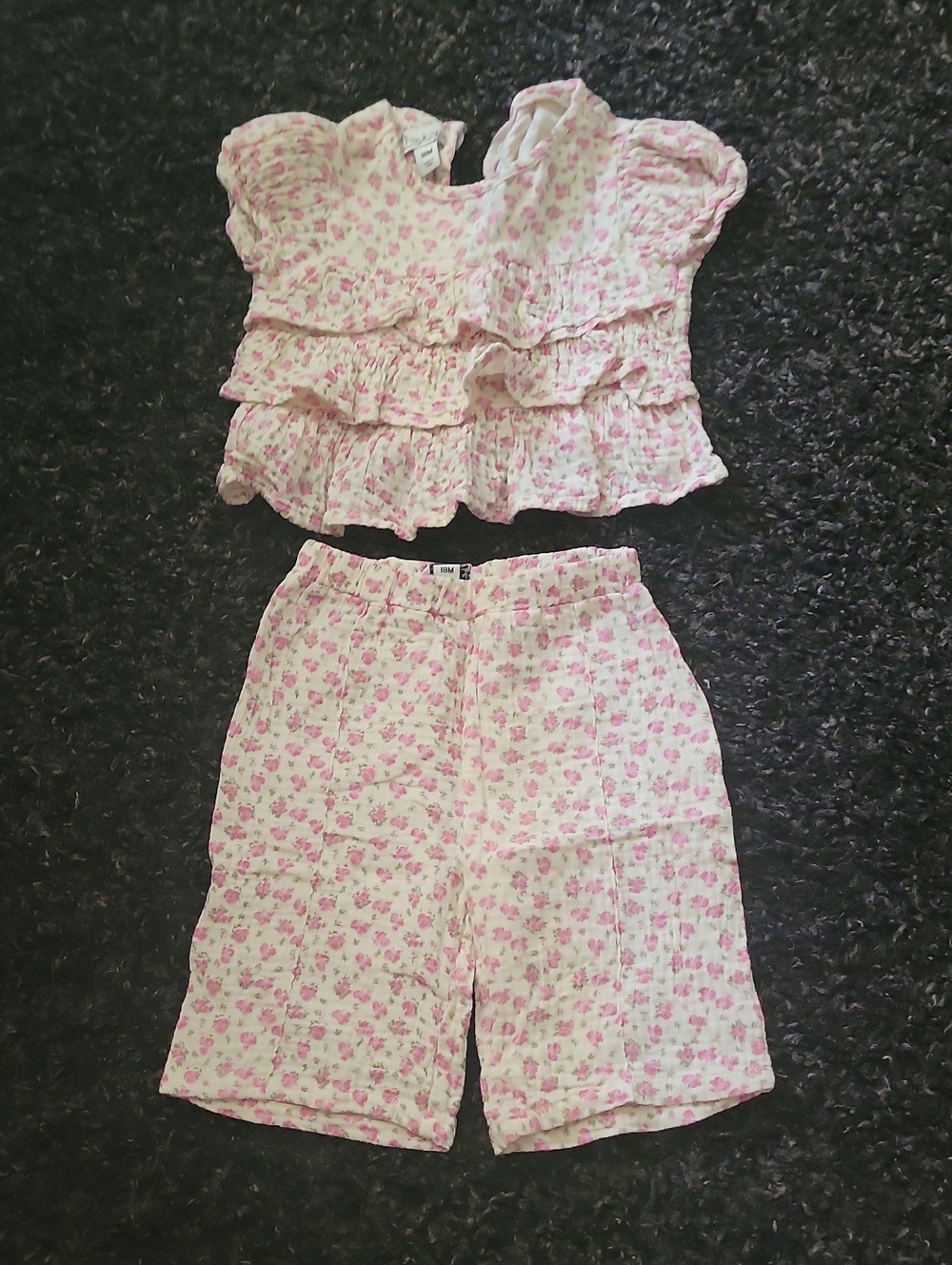 Pippa & Julie Pink Floral Ruffle Top and Shorts Set